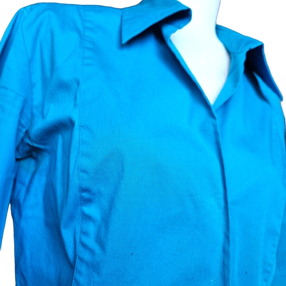 Como blue shirt blouse elbow length sleeve size 10 - Picture 9 of 12
